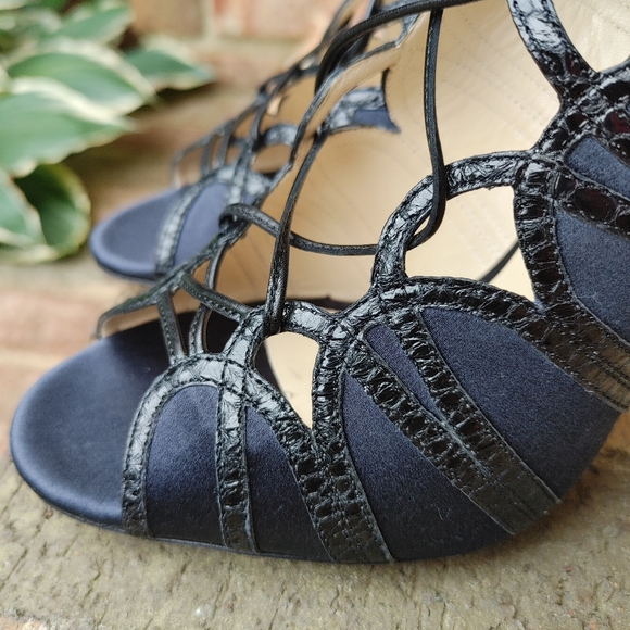 PRISTINE! JIMMY CHOO "FELINE" BLUE SUEDE AND ELAPHE SNAKE BOOTIES, 39 - Picture 8 of 16